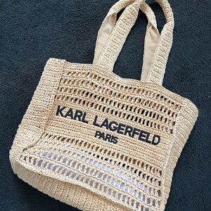 Karl Lagerfeld Beige Woven Tote